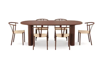 Noira Matgrupp förlängningsbart 160-220 cm Valnöt med 6 Elysia Matstolar - Valnöt - Möbler - Bord & matgrupper - Matgrupper