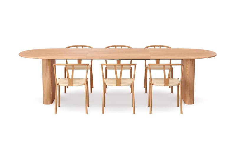 Noira Matgrupp förlängningsbart 220-320 cm Ek med 6 Elysia Matstolar - Ek - Möbler - Bord & matgrupper - Matgrupper