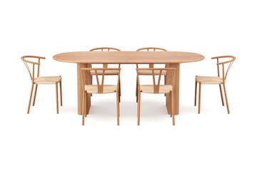 Noira Matgrupp förlängningsbart 220-320 cm Ek med 6 Elysia Matstolar - Ek - Möbler - Bord & matgrupper - Matgrupper