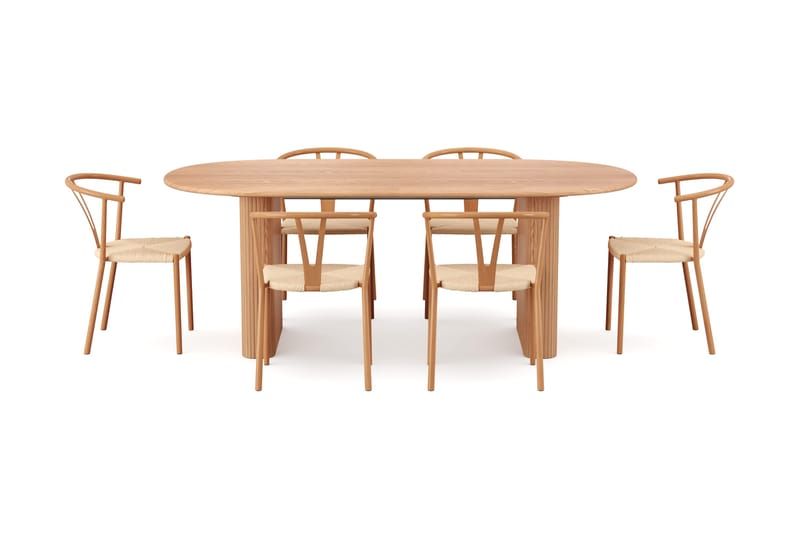 Noira Matgrupp förlängningsbart 220-320 cm Ek med 6 Elysia Matstolar - Ek - Möbler - Bord & matgrupper - Matgrupper