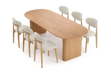Noira Matgrupp förlängningsbart 220-320 cm Ek med 6 Molly Matstolar - Ek - Möbler - Bord & matgrupper - Matgrupper