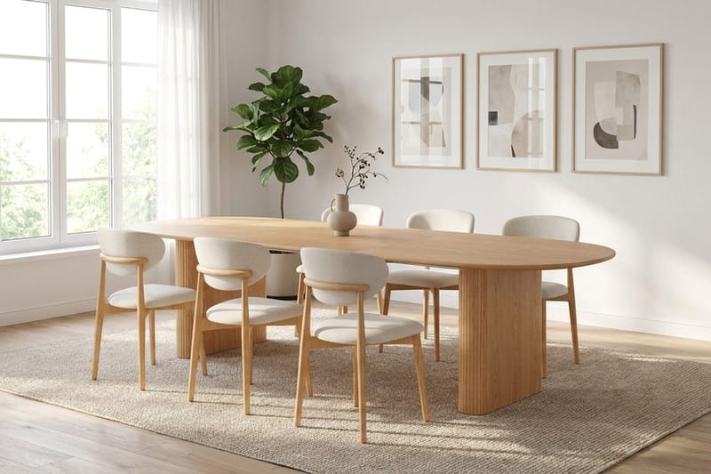 Noira Matgrupp förlängningsbart 220-320 cm Ek med 6 Molly Matstolar - Ek - Möbler - Bord & matgrupper - Matgrupper
