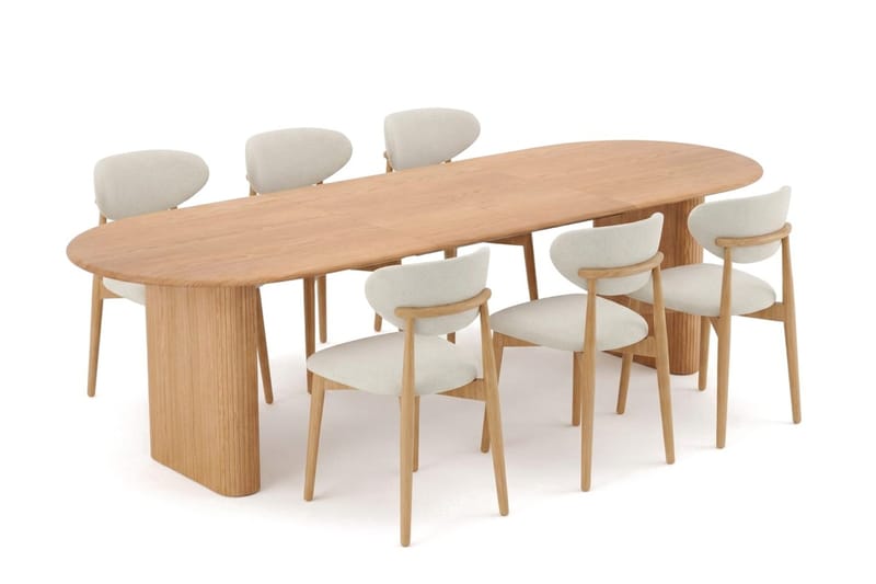 Noira Matgrupp förlängningsbart 220-320 cm Ek med 6 Molly Matstolar - Ek - Möbler - Bord & matgrupper - Matgrupper