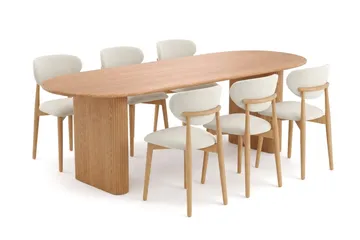 Noira Matgrupp förlängningsbart 220-320 cm Ek med 6 Molly Matstolar - Ek - Möbler - Bord & matgrupper - Matgrupper