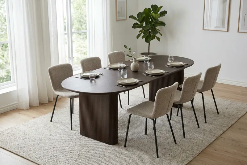 Noira Matgrupp förlängningsbart 220-320 cm Rökt Ek med 6 Katy Matstolar - Rökt ek - Möbler - Bord & matgrupper - Matgrupper
