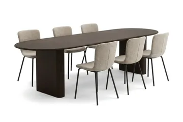 Noira Matgrupp förlängningsbart 220-320 cm Rökt Ek med 6 Katy Matstolar - Rökt ek - Möbler - Bord & matgrupper - Matgrupper