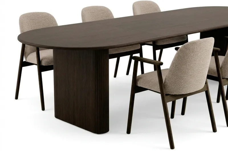 Noira Matgrupp förlängningsbart 220-320 cm Rökt Ek med 6 Reciclar Matstolar - Rökt ek - Möbler - Bord & matgrupper - Matgrupper