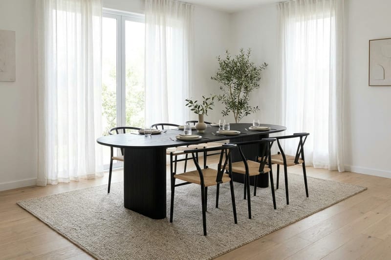 Noira Matgrupp förlängningsbart 220-320 cm Svart med 6 Elysia Matstolar - Svartlaserad ek - Möbler - Bord & matgrupper - Matgrupper