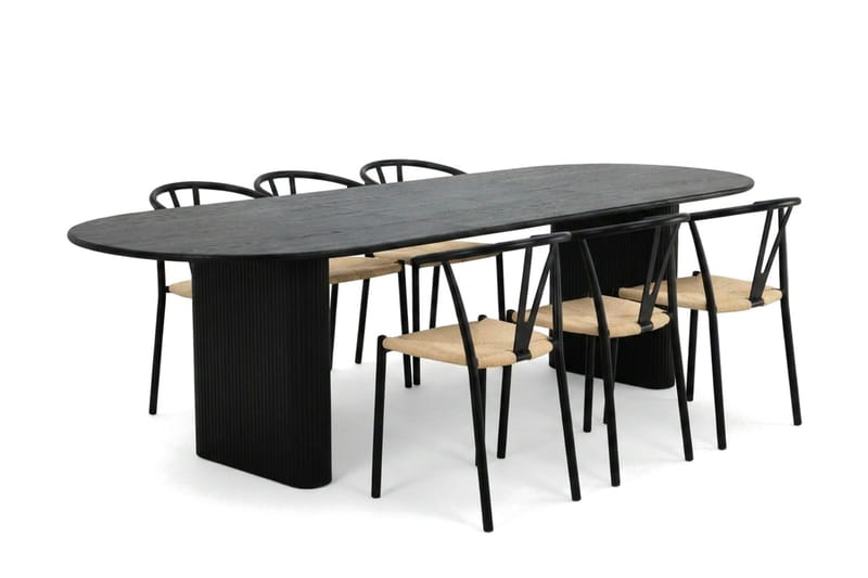 Noira Matgrupp förlängningsbart 220-320 cm Svart med 6 Elysia Matstolar - Svartlaserad ek - Möbler - Bord & matgrupper - Matgrupper