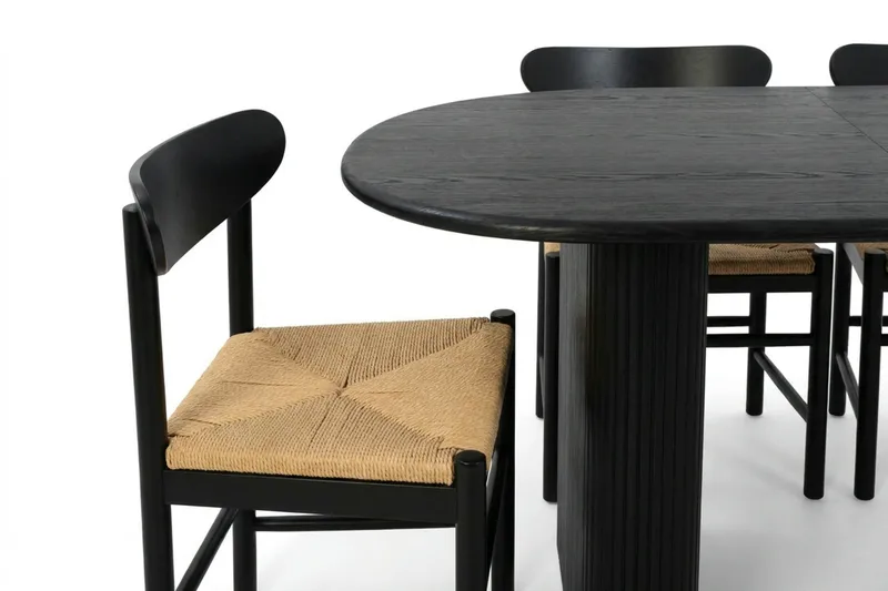 Noira Matgrupp förlängningsbart 220-320 cm Svart med 6 Malte Matstolar - Möbler - Bord & matgrupper - Matgrupper