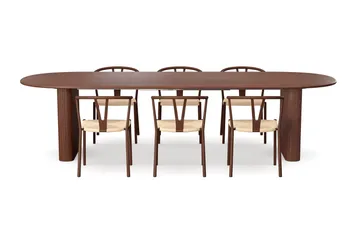 Noira Matgrupp förlängningsbart 220-320 cm Valnöt med 6 Elysia Matstolar - Valnöt - Möbler - Bord & matgrupper - Matgrupper