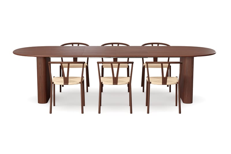 Noira Matgrupp förlängningsbart 220-320 cm Valnöt med 6 Elysia Matstolar - Valnöt - Möbler - Bord & matgrupper - Matgrupper