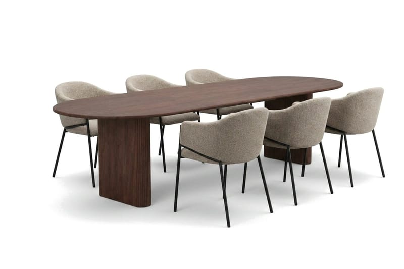 Noira Matgrupp förlängningsbart 220-320 cm Valnöt med 6 Filip Matstolar - Valnöt - Möbler - Bord & matgrupper - Matgrupper