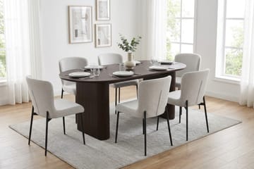Noira Matgrupp rektangulärt 180 cm Rökt Ek med 6 Elsie Matstolar - Rökt ek - Möbler - Bord & matgrupper - Matgrupper