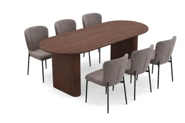 Noira Matgrupp rektangulärt 180 cm Valnöt med 6 Elsie Matstolar - Valnöt - Möbler - Bord & matgrupper - Matgrupper