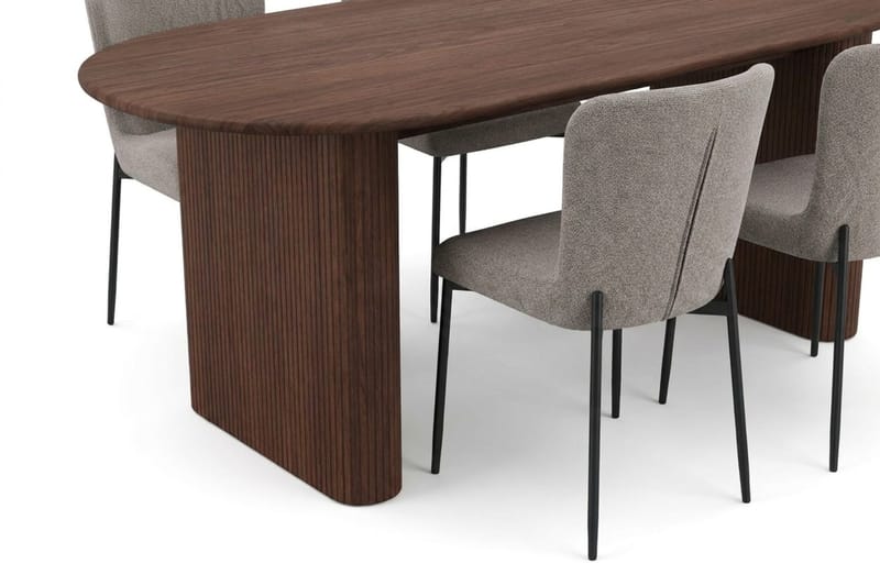 Noira Matgrupp rektangulärt 180 cm Valnöt med 6 Elsie Matstolar - Valnöt/Ljusgrå - Möbler - Bord & matgrupper - Matgrupper