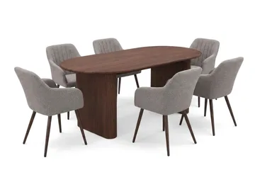 Noira Matgrupp rektangulärt 180 cm Valnöt med 6 Filippa Matstolar - Valnöt - Möbler - Bord & matgrupper - Matgrupper