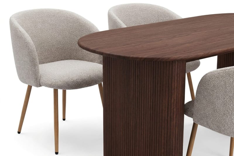 Noira Matgrupp rektangulärt 180 cm Valnöt med 6 Greya Matstolar - Valnöt - Möbler - Bord & matgrupper - Matgrupper
