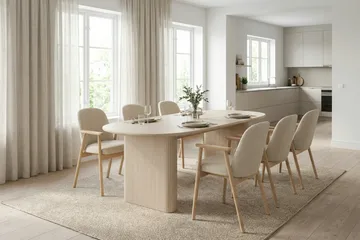 Noira Matgrupp rektangulärt 180 cm Vitlaserad med 6 Reciclar Matstolar - Vitlaserad ek - Möbler - Bord & matgrupper - Matgrupper