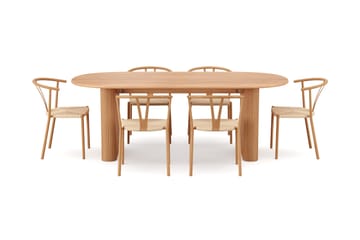 Noira Matgrupp rektangulärt 220 cm Ek med 6 Elysia Matstolar - Ek - Möbler - Bord & matgrupper - Matgrupper