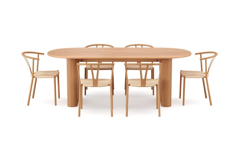 Noira Matgrupp rektangulärt 220 cm Ek med 6 Elysia Matstolar - Ek - Möbler - Bord & matgrupper - Matgrupper