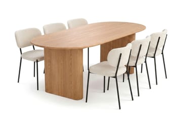 Noira Matgrupp rektangulärt 220 cm Ek med 6 Gemmiano Matstolar - Ek - Möbler - Bord & matgrupper - Matgrupper