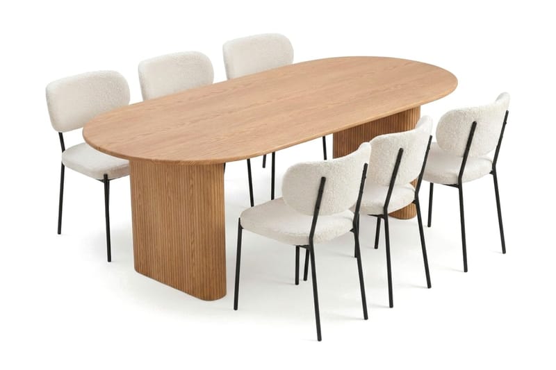 Noira Matgrupp rektangulärt 220 cm Ek med 6 Gemmiano Matstolar - Ek - Möbler - Bord & matgrupper - Matgrupper