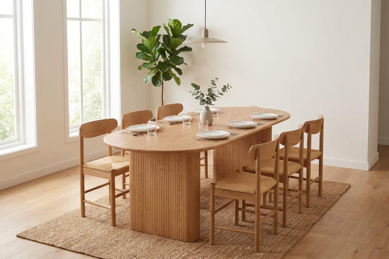 Noira Matgrupp rektangulärt 220 cm Ek med 6 Malte Matstolar - Ek - Möbler - Bord & matgrupper - Matgrupper