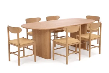 Noira Matgrupp rektangulärt 220 cm Ek med 6 Malte Matstolar - Ek - Möbler - Bord & matgrupper - Matgrupper