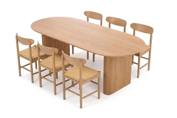 Noira Matgrupp rektangulärt 220 cm Ek med 6 Malte Matstolar - Ek - Möbler - Bord & matgrupper - Matgrupper