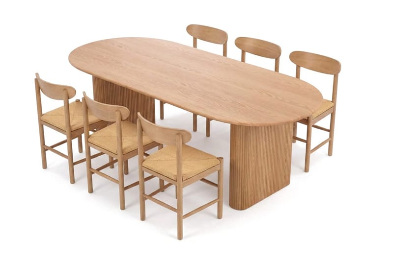 Noira Matgrupp rektangulärt 220 cm Ek med 6 Malte Matstolar - Ek - Möbler - Bord & matgrupper - Matgrupper