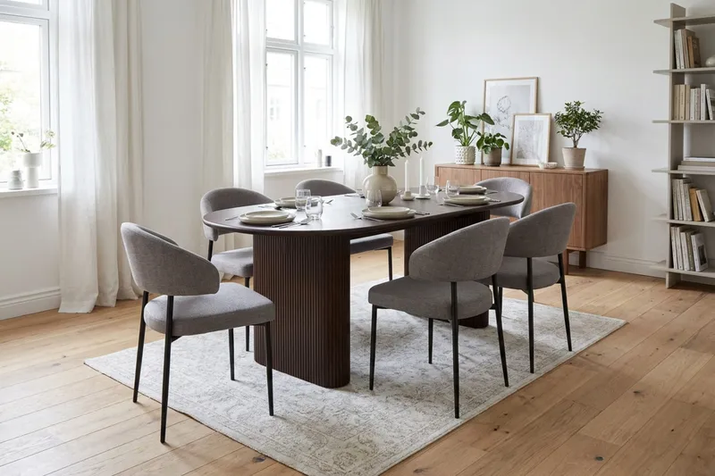 Noira Matgrupp rektangulärt 220 cm Rökt Ek med 6 Sawako Matstolar - Rökt ek - Möbler - Bord & matgrupper - Matgrupper