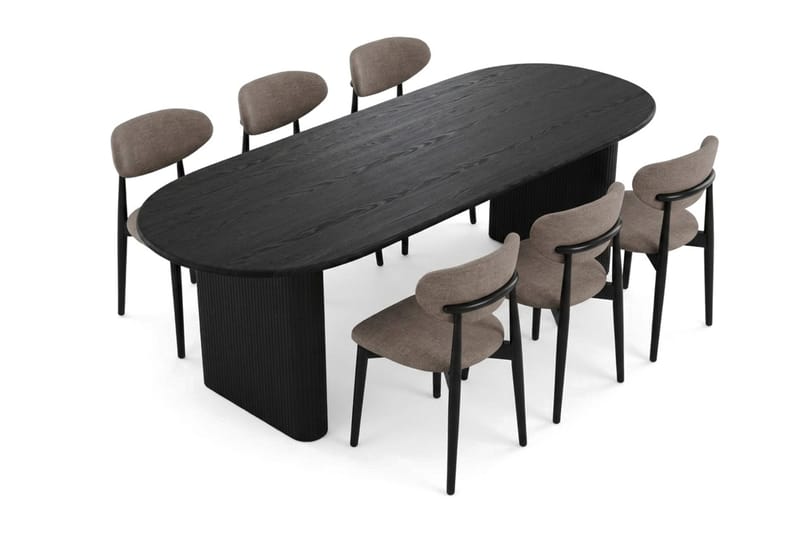 Noira Matgrupp rektangulärt 220 cm Svart med 6 Molly Matstolar - Svart - Möbler - Bord & matgrupper - Matgrupper