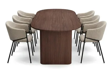 Noira Matgrupp rektangulärt 220 cm Valnöt med 6 Filip Matstolar - Valnöt - Möbler - Bord & matgrupper - Matgrupper