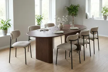Noira Matgrupp rektangulärt 220 cm Valnöt med 6 Lucy Matstolar - Valnöt - Möbler - Bord & matgrupper - Matgrupper