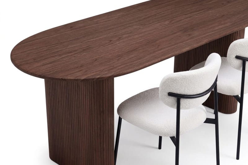 Noira Matgrupp rektangulärt 220 cm Valnöt med 6 Lucy Matstolar - Valnöt/Vit - Möbler - Bord & matgrupper - Matgrupper