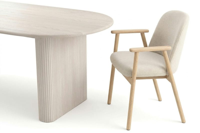 Noira Matgrupp rektangulärt 220 cm Vitlaserad med 6 Reciclar Matstolar - Vitlaserad - Möbler - Bord & matgrupper - Matgrupper