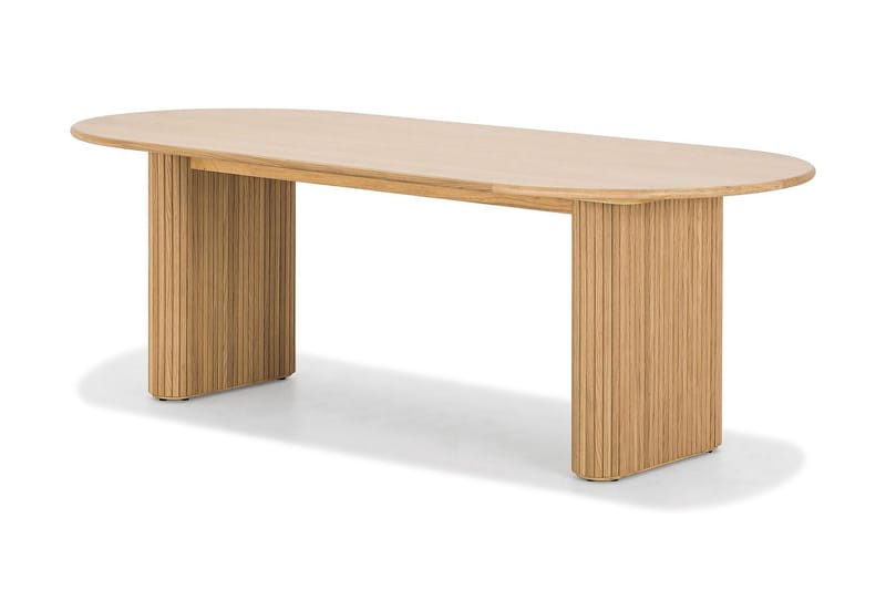 Noira Ovalt Matbord 220 cm EK +  8 st Nibe stol svart med ek ben - Natur/Svart - Möbler - Bord & matgrupper - Matgrupper