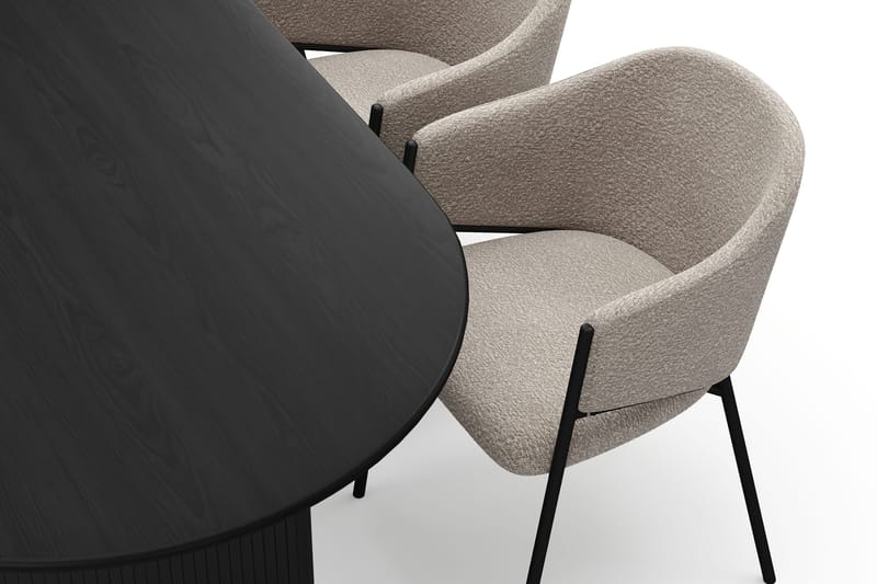 Noira Ovalt Matbord 220 cm med 6 Filip Matstolar - Svart / Taupe Bouclé - Möbler - Bord & matgrupper - Matgrupper