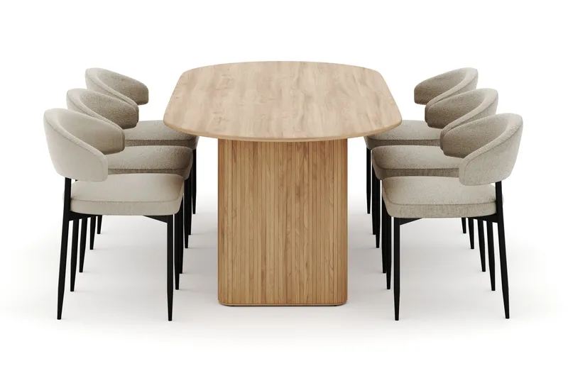 Noira Ovalt Matbord 220 cm med 6 Sawako Stolar - Natur - Möbler - Bord & matgrupper - Matgrupper