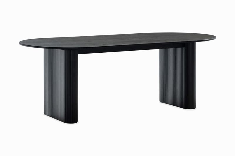 Noira Ovalt Matbord 220 cm Svart +  6 st Nibe stol brun med svarta ben - Svart/Brun - Möbler - Bord & matgrupper - Matgrupper