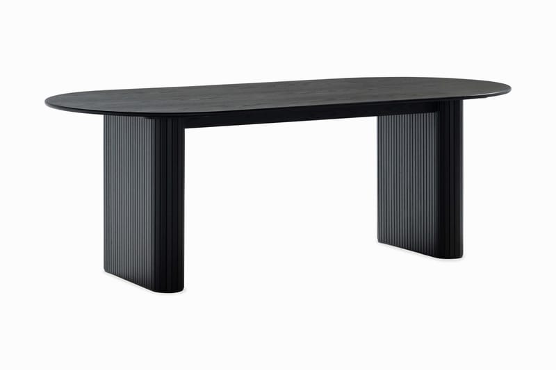 Noira Ovalt Matbord 220 cm Svart +  6 st Nibe stol grå med svarta ben - Svart/Grå - Möbler - Bord & matgrupper - Matgrupper