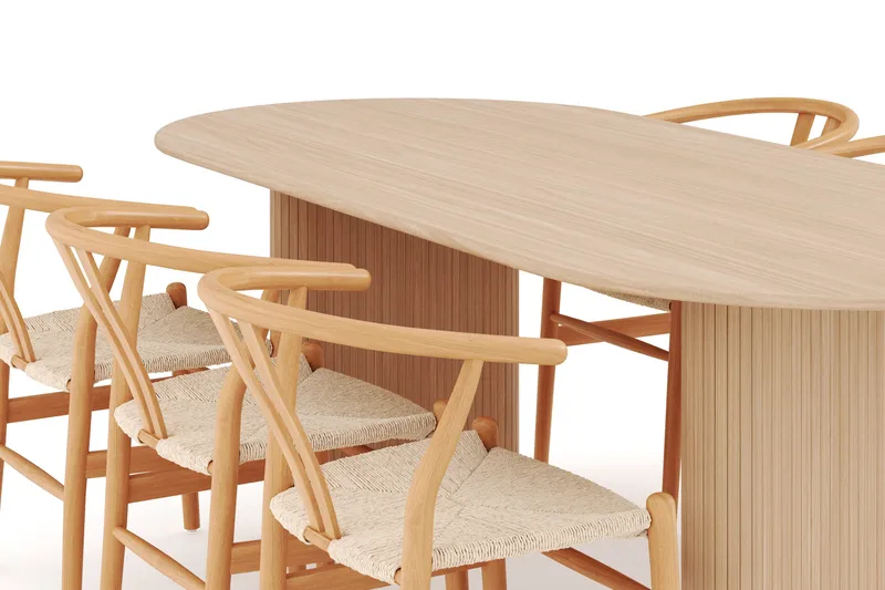 Noira Ovalt Matgrupp 220 cm med 6 Dastoori Matstolar - Natur - Möbler - Bord & matgrupper - Matgrupper