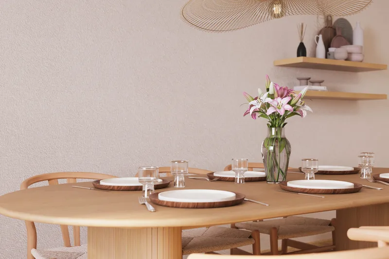 Noira Ovalt Matgrupp 220 cm med 6 Dastoori Matstolar - Natur - Möbler - Bord & matgrupper - Matgrupper