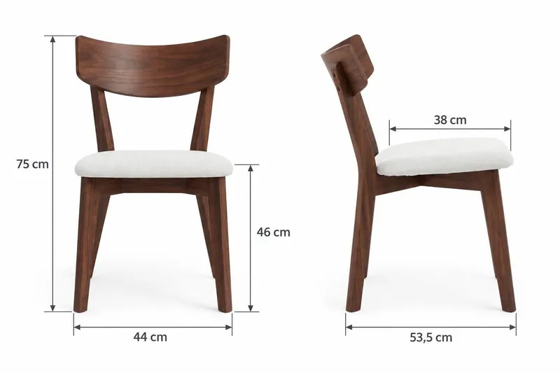 Noira Rektangulär Matgrupp 220 cm – Matbord med 6 Amelia Matstolar i Trä med Valnötsutseende - Brun - Möbler - Bord & matgrupper - Matgrupper