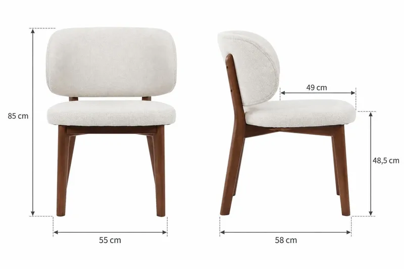 Noira Rektangulär Matgrupp 220 cm – Matbord med 6 Eira Matstolar i Trä med Valnötsutseende - Brun - Möbler - Bord & matgrupper - Matgrupper