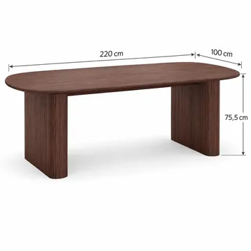 Noira Rektangulär Matgrupp 220 cm – Matbord med 6 Filip Matstolar i Trä med Valnötsutseende - Brun - Möbler - Bord & matgrupper - Matgrupper