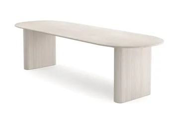 Noira Rektangulär Utdragbar Matgrupp 220-320 cm – Matbord med 6 Molly Matstolar i Trä med Vitlaserad Ek-utseende - Vit - Möbler - Bord & matgrupper - Matgrupper