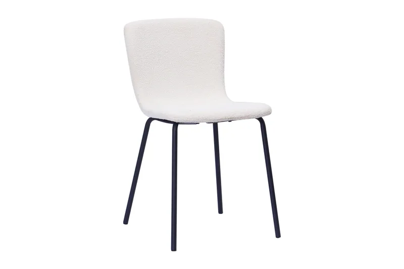 Noira Runt Litet Matbord Massiv Valnöt 120 cm med 4 Katy Matstolar - Brun / Vit Bouclé / Metallben Svart - Möbler - Bord & matgrupper - Matgrupper