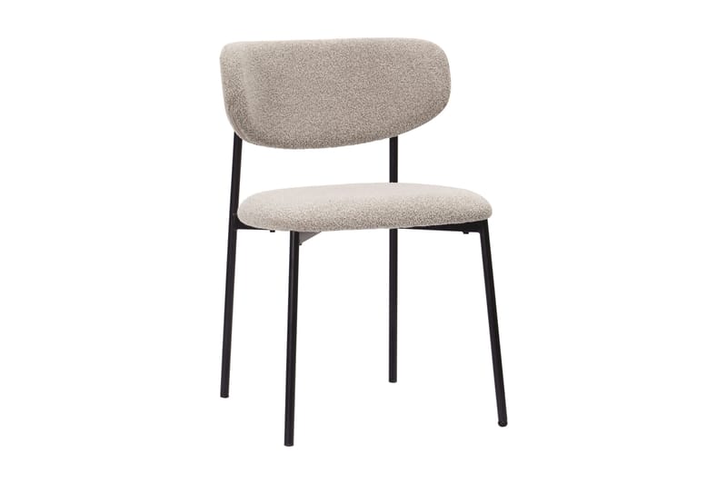 Noira Runt Litet Matbord Valnöt 120 cm med 4 Lucy Matstolar - Brun / Greige Bouclé / Metallben Svart - Möbler - Bord & matgrupper - Matgrupper